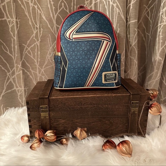 DISNEY DISNEYLAND MARVEL LOUNGEFLY BACKPACK MS MISS CAPTAIN MARVEL NEW HTF - Picture 2 of 7